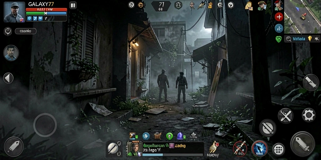 Tangkapan layar menampilkan gameplay menegangkan di GALAXY77.