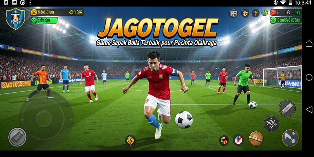 Tampilan luar permainan JAGOTOGEL dengan aksi sepak bola nyata.