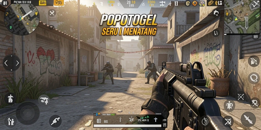 Screenshot game POPOTOGEL menampilkan aksi tembak-menembak yang mendebarkan.