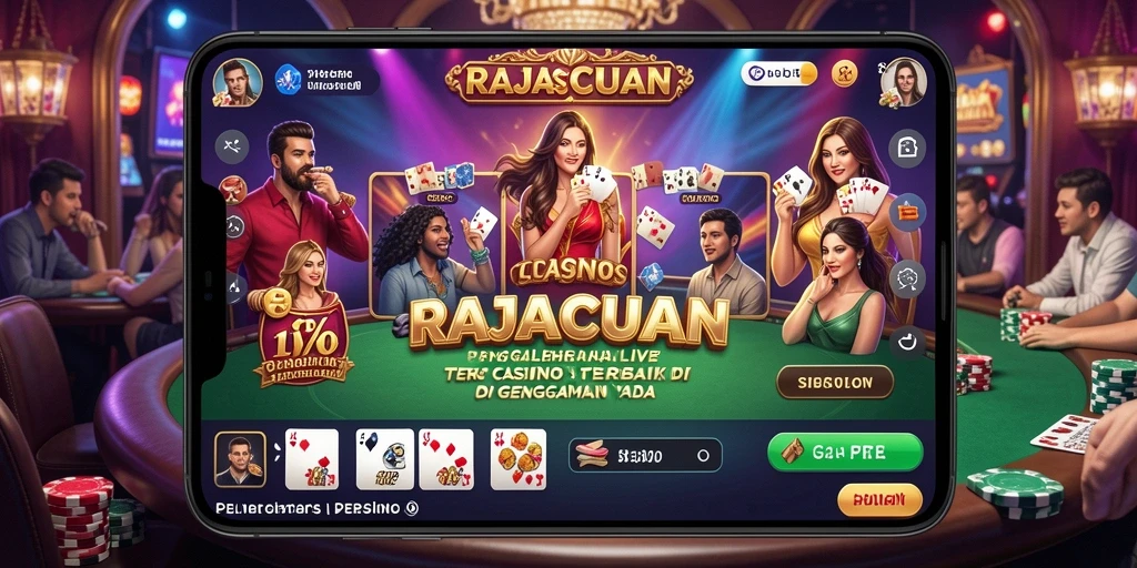 Tampilan gameplay RAJACUAN yang menarik dengan dealer langsung dan interaksi pemain.