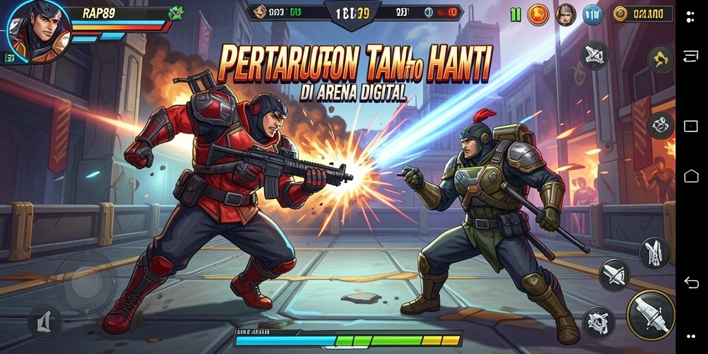 Tampilan gameplay seru dalam RAP89 saat pertarungan berlangsung.