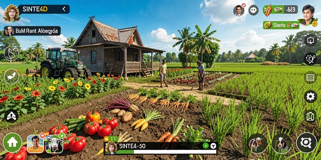 Gameplay SINTE4D yang seru dengan aktivitas pertanian.