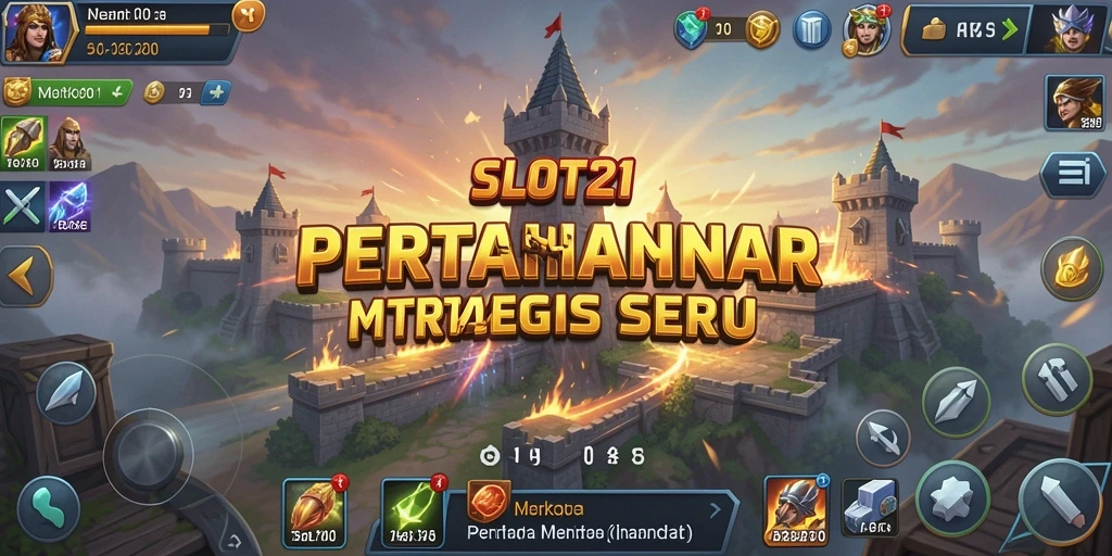 Tampilan gameplay menara pertahanan yang mendebarkan di SLOT21.